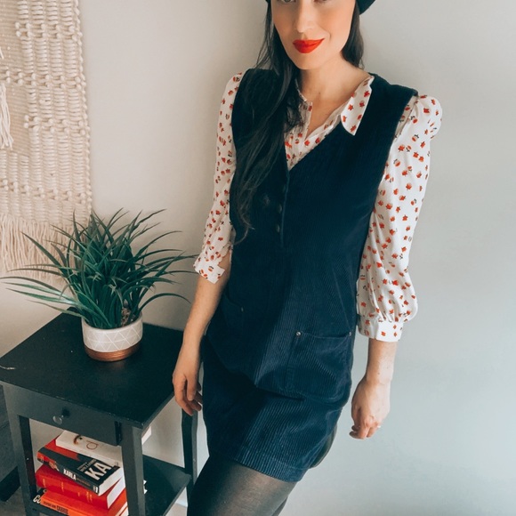Vintage Navy blue cord pinafore dress - Picture 5 of 5